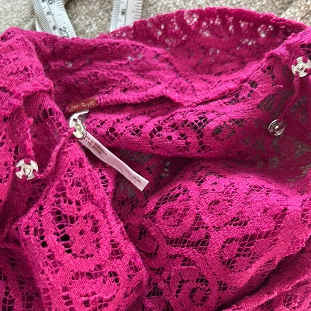 Free People Chic Magenta Lace Dress with Ruffles - Picture 3 of 11